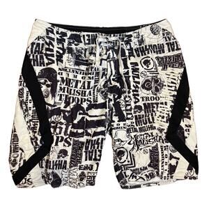 Metal Mulisha Graphic Board Shorts MMA Fight Surf Style Size 38 10 Inseam